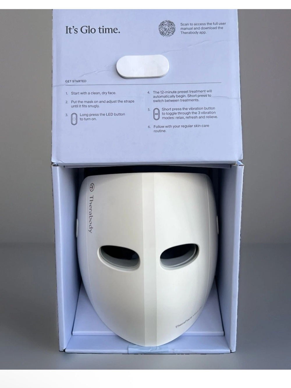 Therabody TheraFace Mask Glo LED Skincare Mask Massage 504 LEDs Open Box